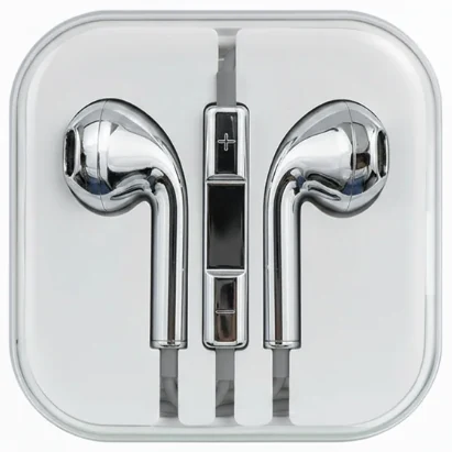 Wired earphones in their case